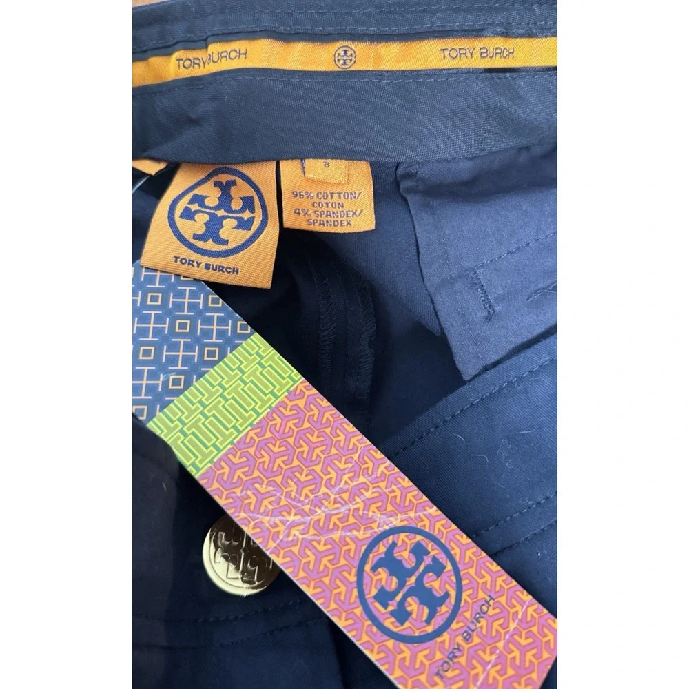 Tory Burch Trendy Straight Leg Cuffed Stretch Trousers, Size 8, NWT, MSRP $265
